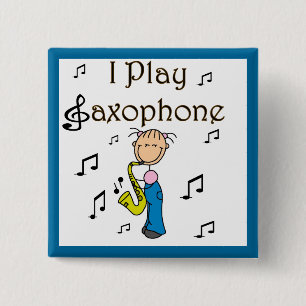 Badge Carré 5 Cm Je Joue du Saxophone T-shirts et Cadeaux pour Figu