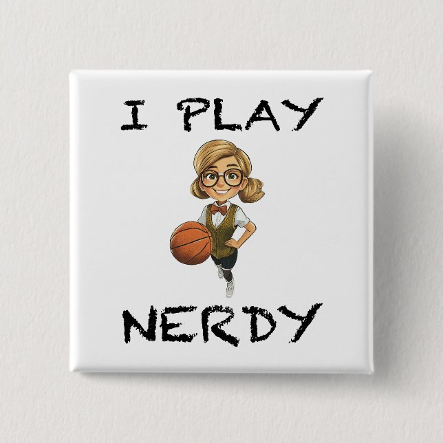 Badge Carré 5 Cm Je joue Nerdy (Devant)