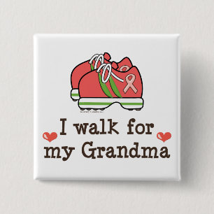Badge Carré 5 Cm Je Marche Pour Mon Grand-Mère Bouton De Marche Pou