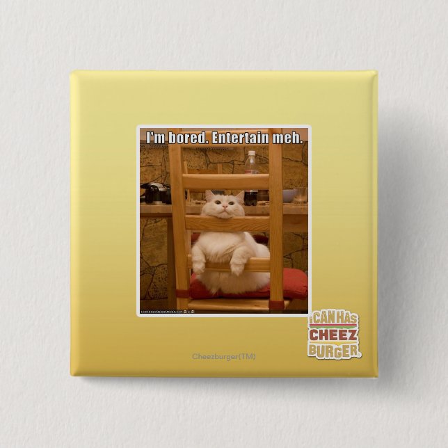 Badge Carré 5 Cm Je m'ennuie. (Devant)