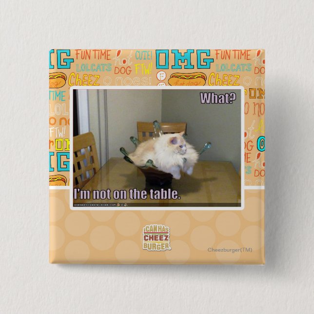Badge Carré 5 Cm Je ne suis pas sur la table (Devant)