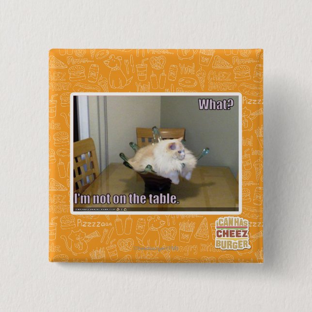 Badge Carré 5 Cm Je ne suis pas sur la table (Devant)