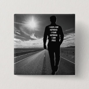 Badge Carré 5 Cm Je n'espère rien de citations motivantes