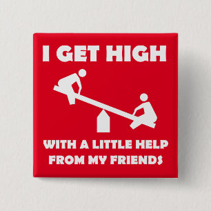 Badge Carré 5 Cm Je plane avec un peu d'aide de mes amis bouton