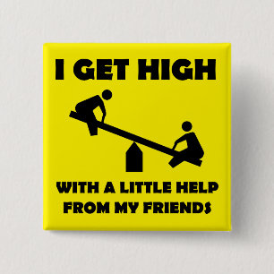 Badge Carré 5 Cm Je plane avec un peu d'aide de mes amis bouton