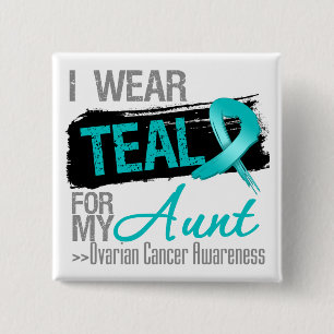 Badge Carré 5 Cm Je Porte Du Ruban Turquoise Pour Ma Tante Cancer O