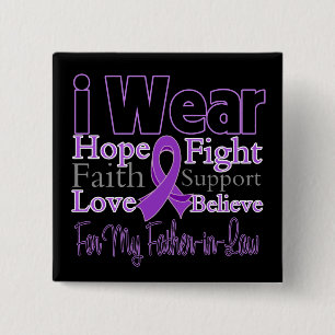 Badge Carré 5 Cm Je Porte Le Beau-Père Violet - Cancer Pancréatique