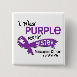 Badge Carré 5 Cm Je porte le Cancer pancréatique de soeur du