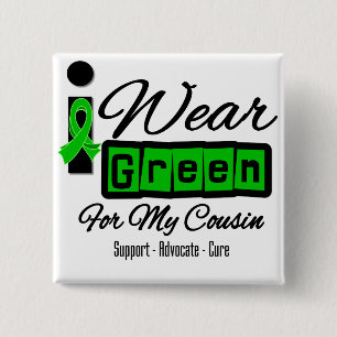 Badge Carré 5 Cm Je porte le cousin vert de ruban (rétro) -
