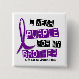 Badge Carré 5 Cm Je porte le pourpre pour ma épilepsie du frère 3