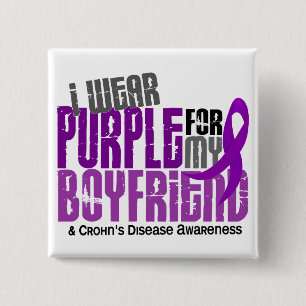 Badge Carré 5 Cm Je porte le pourpre pour ma maladie de Crohn de
