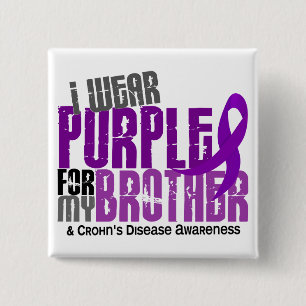 Badge Carré 5 Cm Je porte le pourpre pour ma maladie de Crohn du