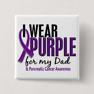 Badge Carré 5 Cm Je porte le pourpre pour mon Cancer pancréatique