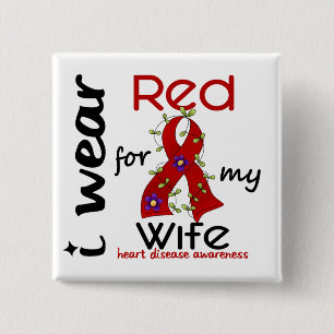 Badge Carré 5 Cm Je porte le rouge pour ma maladie cardiaque de