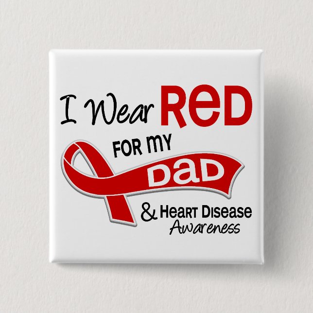 Badge Carré 5 Cm Je porte le rouge pour mon maladie cardiaque de (Devant)