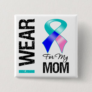 Badge Carré 5 Cm Je porte le ruban de cancer de la thyroïde pour m