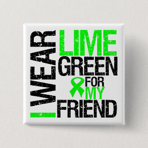 Badge Carré 5 Cm Je porte le ruban de vert de chaux pour mon