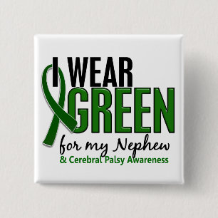 Badge Carré 5 Cm Je porte le vert pour ma infirmité motrice