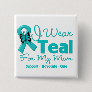 Badge Carré 5 Cm Je porte Teal pour ma maman