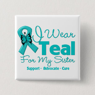 Badge Carré 5 Cm Je Porte Turquoise Ma Soeur