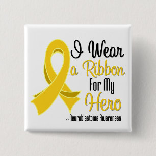 Badge Carré 5 Cm Je porte un ruban pour mon héros - neuroblastome