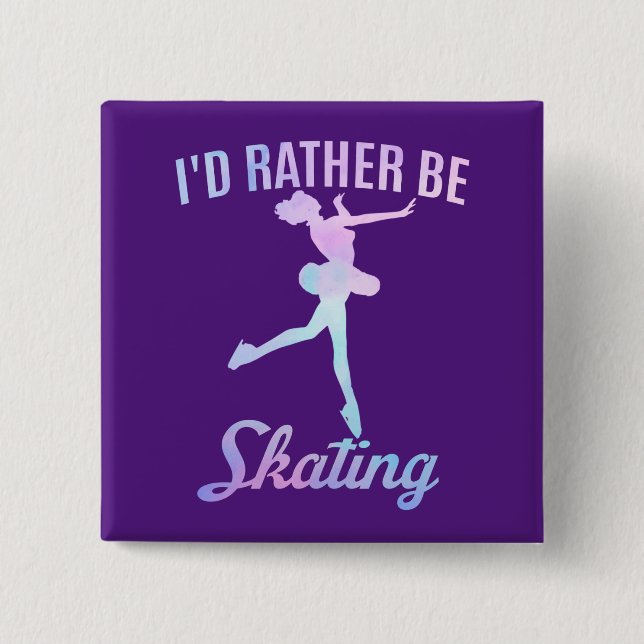 Badge Carré 5 Cm Je préférerais patiner (Devant)