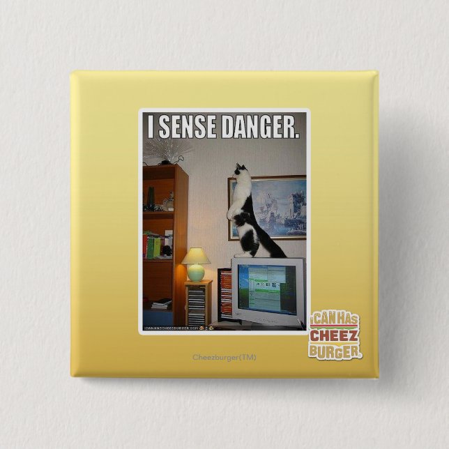 Badge Carré 5 Cm Je sens le danger (Devant)