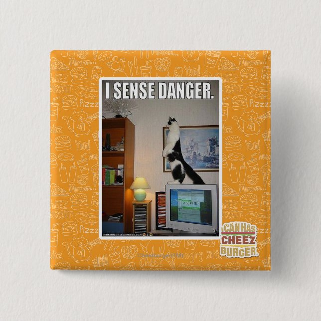 Badge Carré 5 Cm Je sens le danger (Devant)