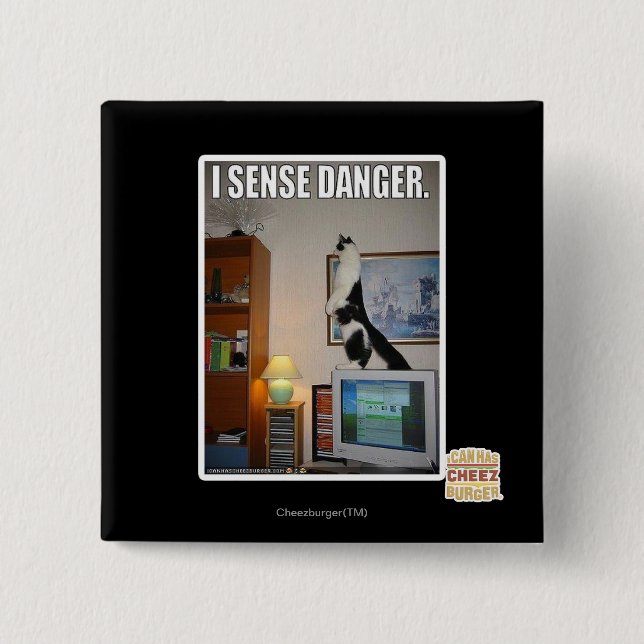 Badge Carré 5 Cm Je sens le danger (Devant)