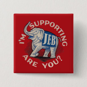 Badge Carré 5 Cm Je soutiens Jeb