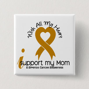 Badge Carré 5 Cm Je soutiens mon Cancer d'annexe de maman