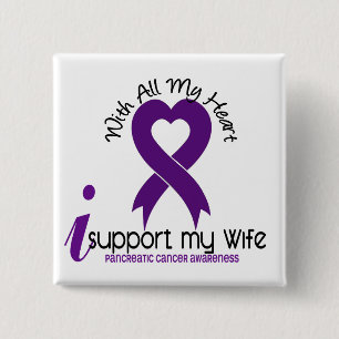Badge Carré 5 Cm Je soutiens mon Cancer pancréatique d'épouse