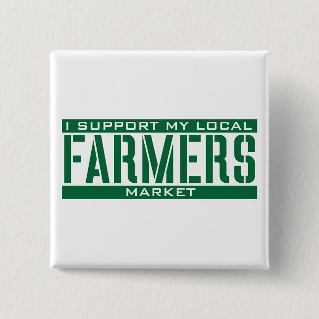 Badge Carré 5 Cm Je soutiens mon marché local d'agriculteurs (Devant)