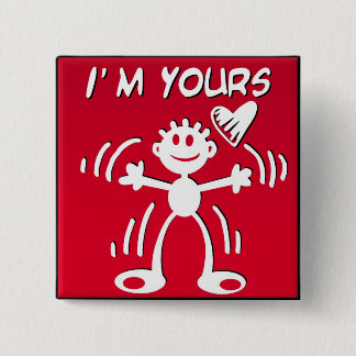 Badge Carré 5 Cm Je suis à vous - chiffre de bâton de valentine
