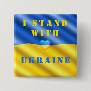 Badge Carré 5 Cm Je Suis Avec Le Bouton Ukraine Soutien Liberté