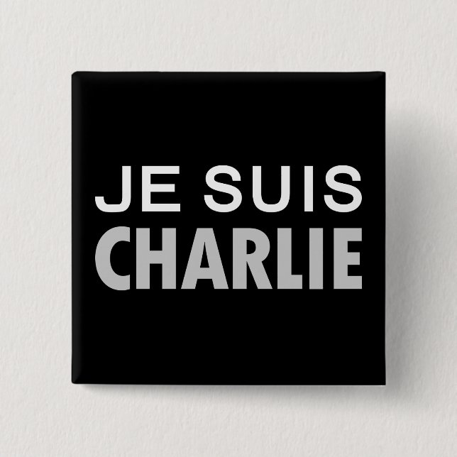 Badge Carré 5 Cm JE SUIS CHARLIE - peuple d'unité nationale (Devant)