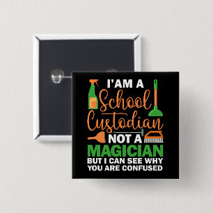 Badge Carré 5 Cm Je suis gardien d'école et non gardien de magie