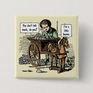 Badge Carré 5 Cm Je suis rauque ! Calembour de cheval