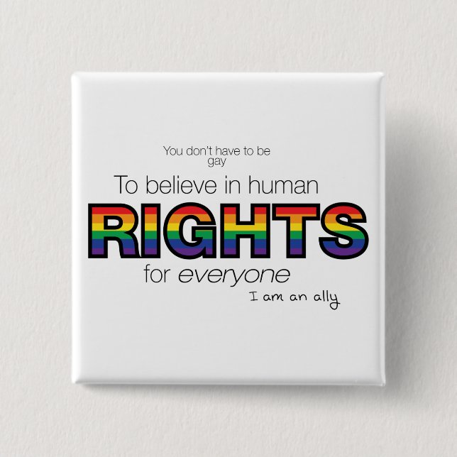 Badge Carré 5 Cm Je suis un allié (Devant)