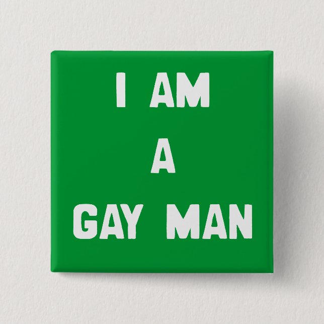 BADGE CARRÉ 5 CM JE SUIS UN HOMME GAY (Devant)