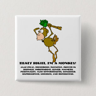 Badge Carré 5 Cm Je suis un singe.