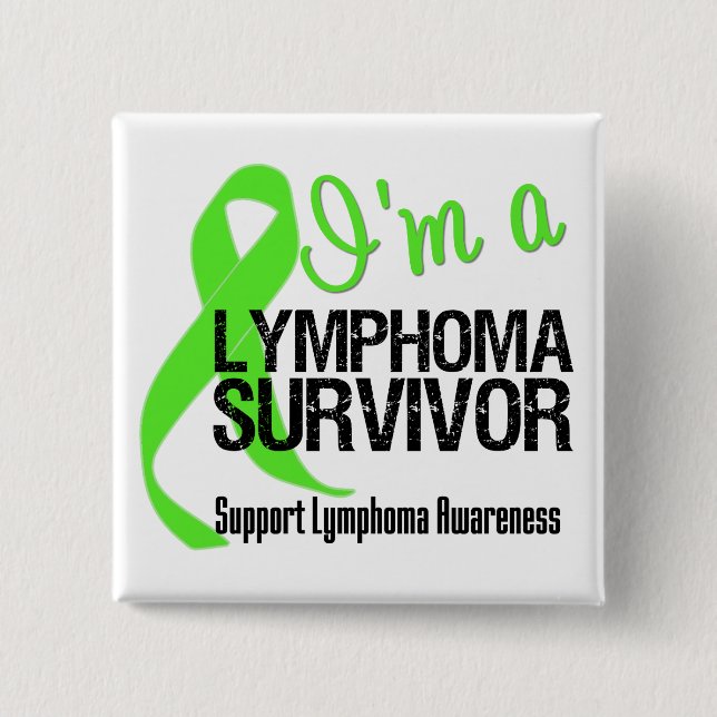 Badge Carré 5 Cm Je suis un survivant de lymphome (Devant)