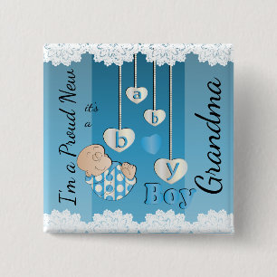 Badge Carré 5 Cm Je suis une nouvelle grand-maman fière - bébé