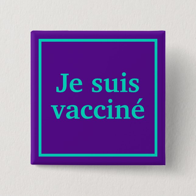 Badge Carré 5 Cm Je suis vacciné (violet) Carré (Devant)
