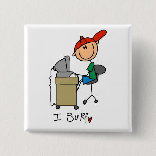 Badge Carré 5 Cm Je surfe sur le web Tshirts et cadeaux