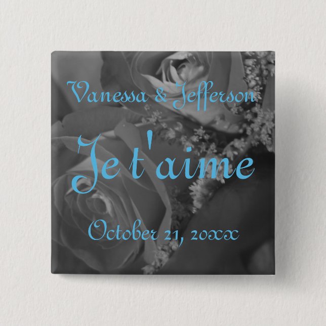 Badge Carré 5 Cm "Je t'aime". (Devant)