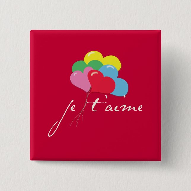 Badge Carré 5 Cm Je' taime (Je t'aime) (Devant)