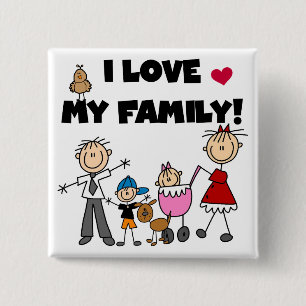 Badge Carré 5 Cm Je T'aime Ma Famille Tshirts et Cadeaux