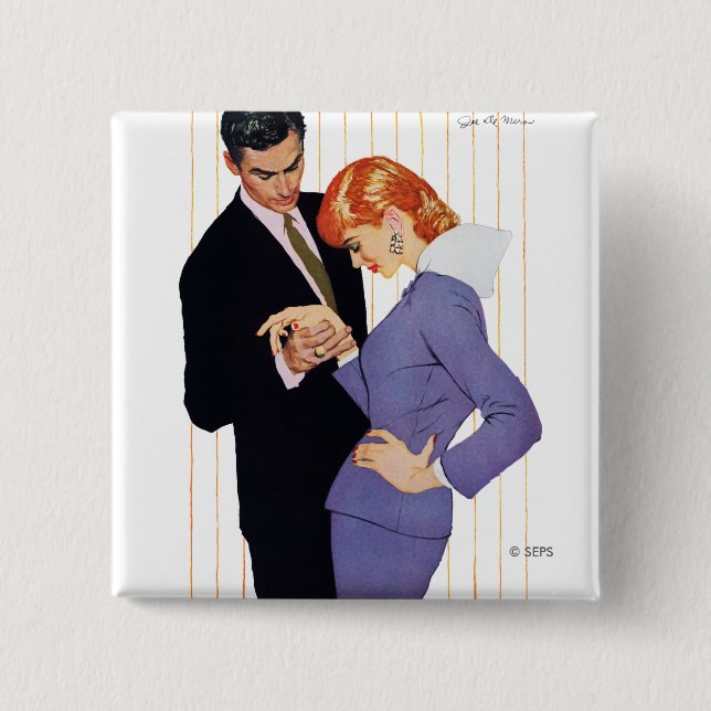 Badge Carré 5 Cm Je T'Aime, Maman Fille (Devant)