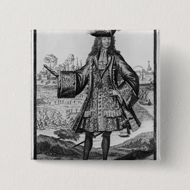 Badge Carré 5 Cm Jean Bernard Desjean Baron de Pointis (Devant)